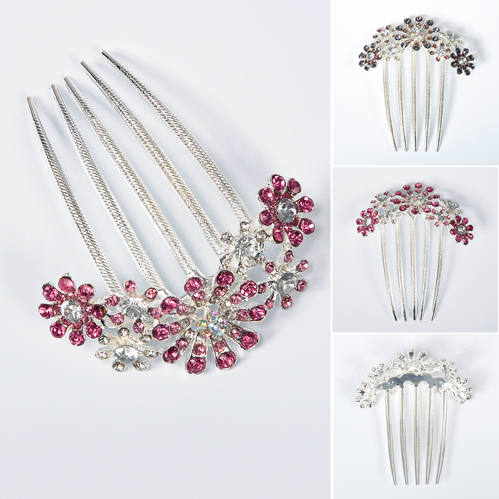 UK Bride Wedding Hair Comb Crystal Flower Floral Bridal Hairpins Womens Jewelry
