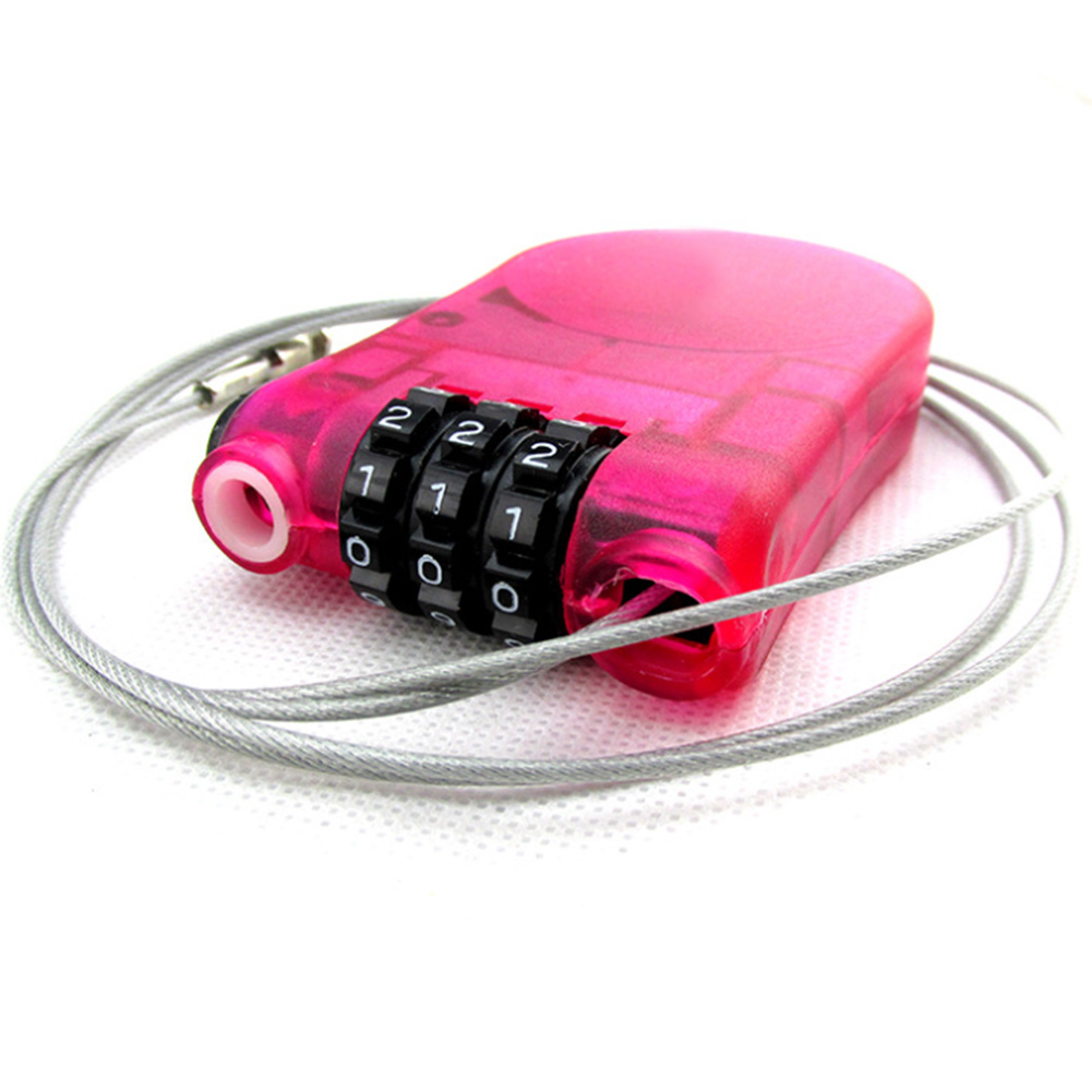 Mini 3 Digit Code Rope Bicycle Parts Cable Lock Long Roller Ski Pram Padlock