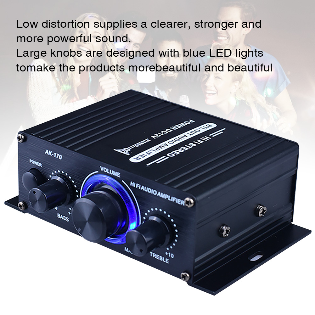400W DC12V Auto Mini Music Receiver Black Sound System Stable Power Amplifier