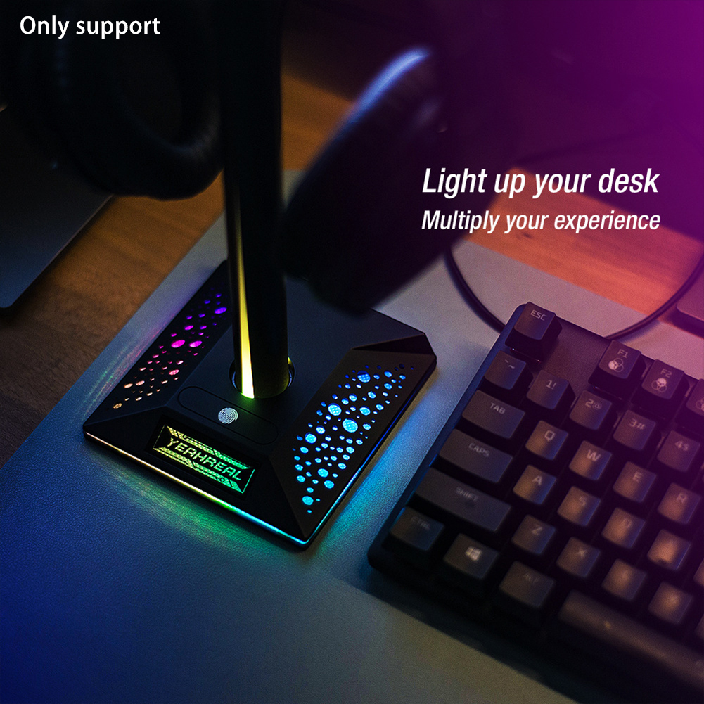 Detachable With RGB Lighting Gaming Headset Stand PC Headphone Holder 3.5mm Jack