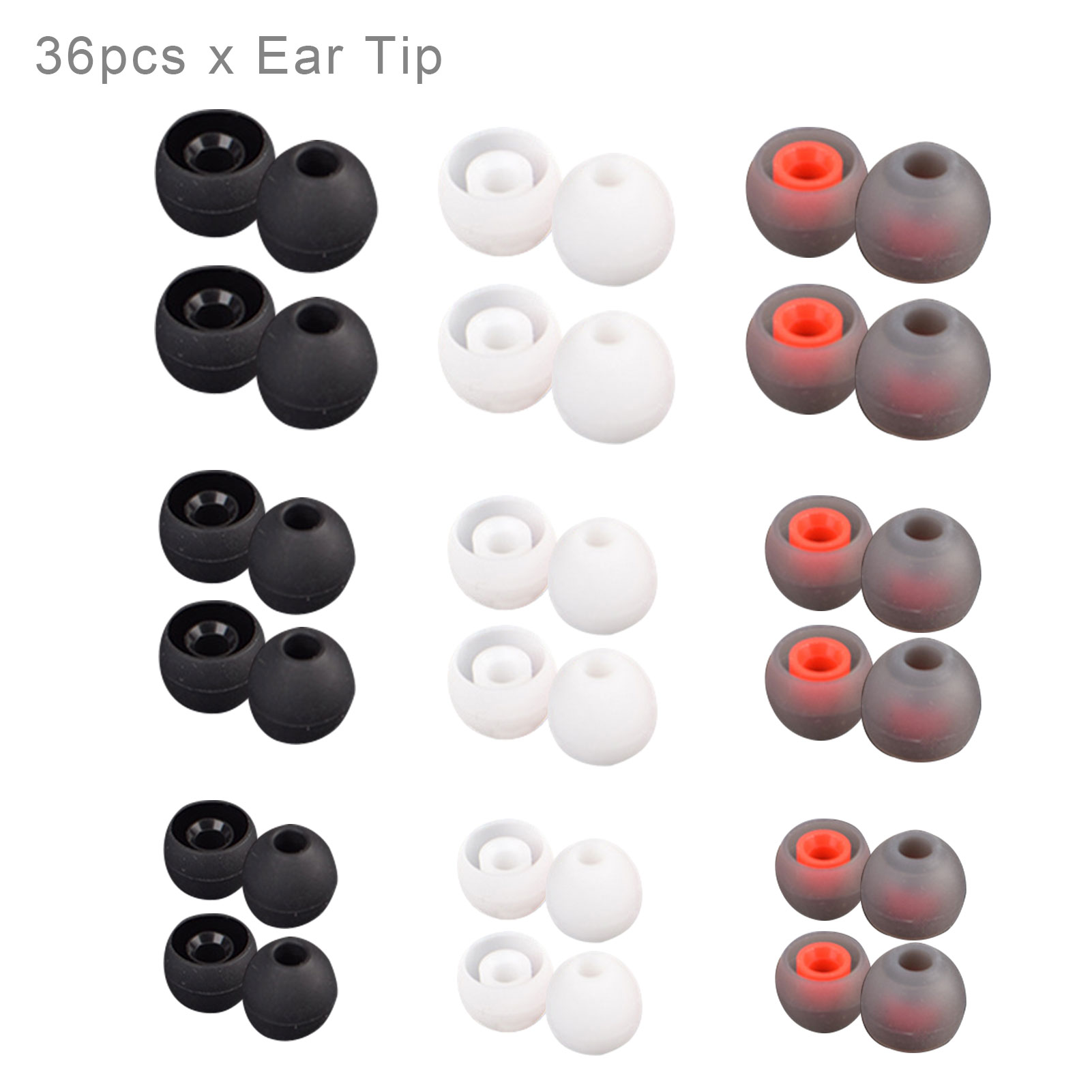 36pcs Flexible Non Slip Soft Silicone Ear Tip Headphone Earbud Noise Isolation