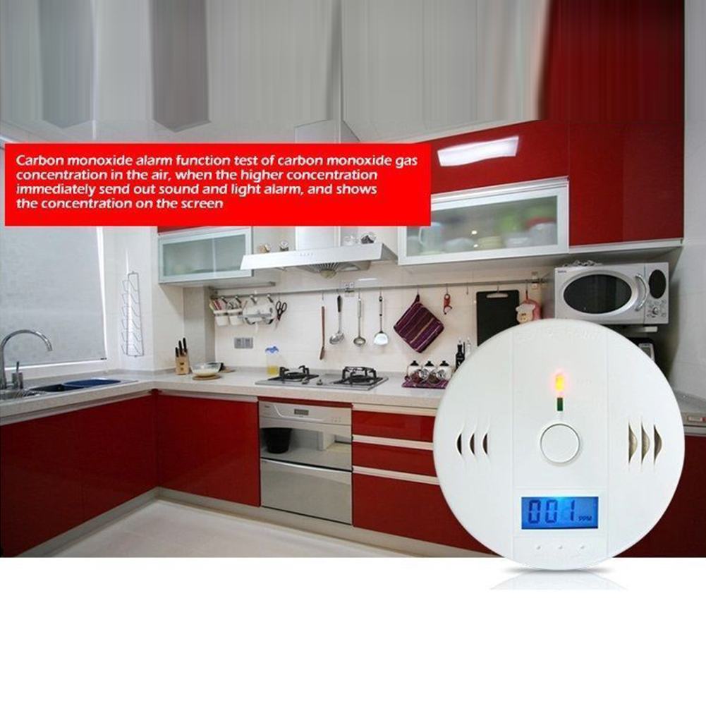 2pcs Battery Operated High Sensitive Warning Carbon Monoxide Alarm LCD Display