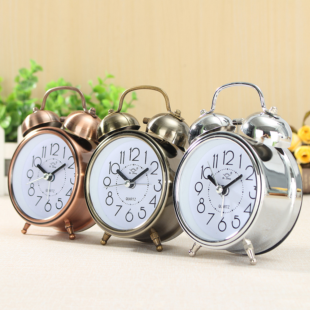 Vintage Analog Alarm Clock Classic Bedroom Bedside Battery T