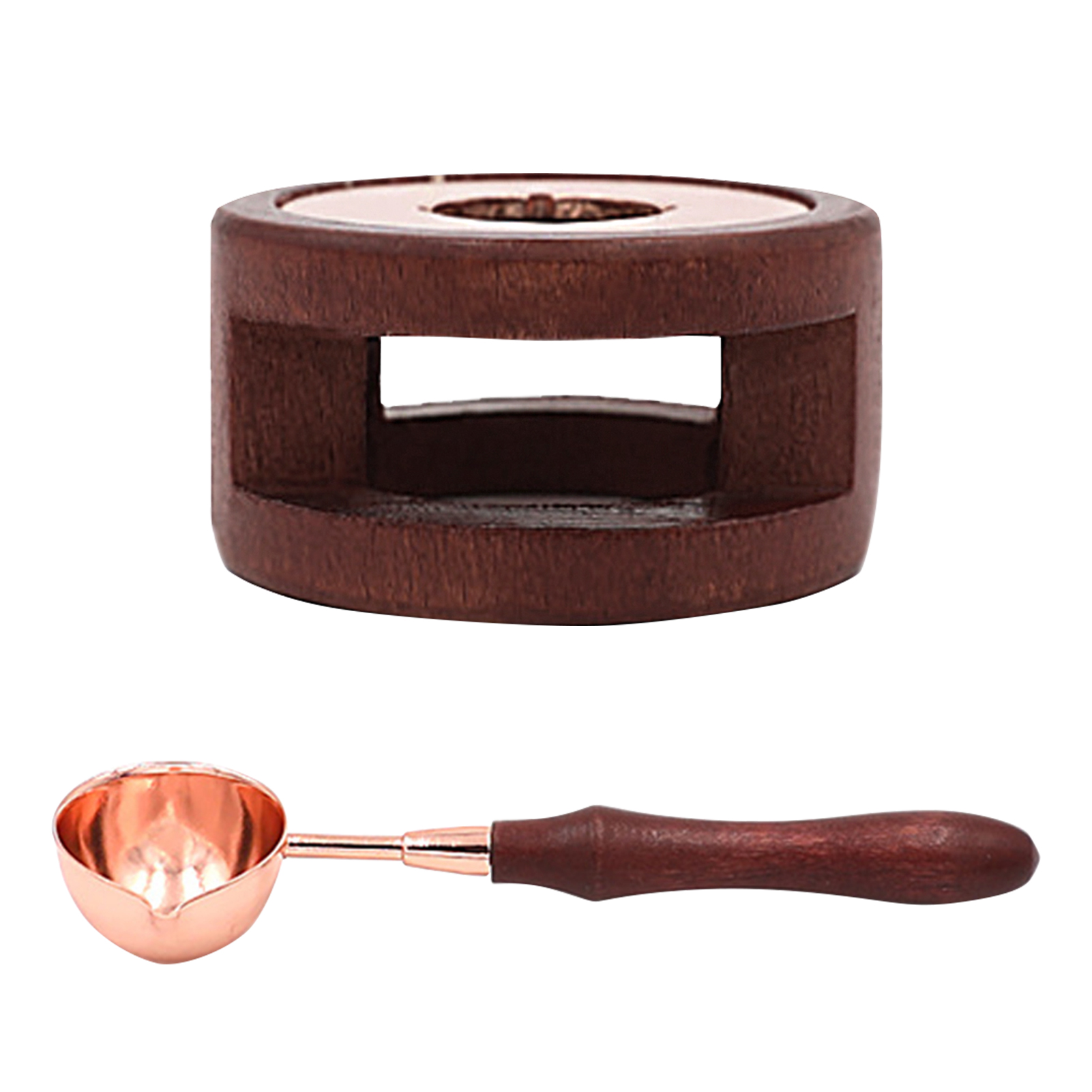 Vintage Sealing Stamp Wooden Burning Candle Wax Melting Holder Stove Spoon Pot