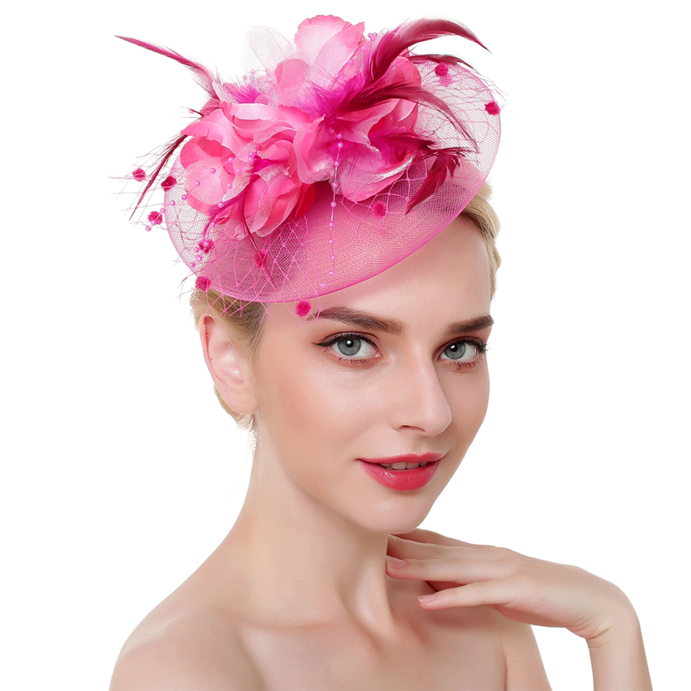 Z&X Ladies Girls Small Fasciantors Mesh Spiral Flower Feather Tea Party Hat Clip Brooch 