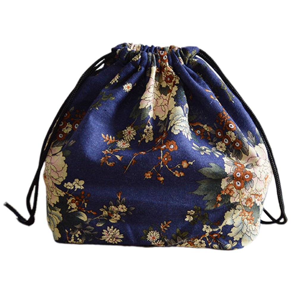 Japanese Style Cotton Linen Picnic Students Drawstring