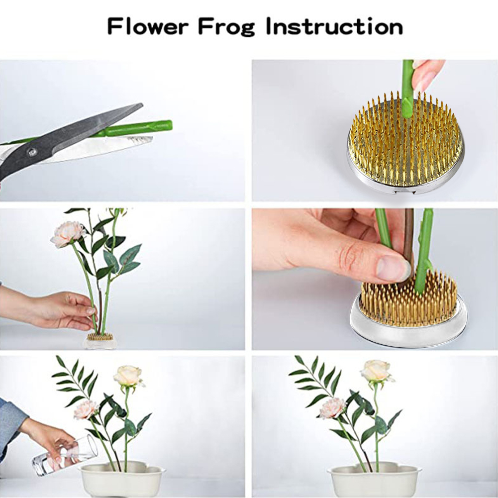 6pcs 0.9 Flower Frogs Ikebana Kenzan Stainless Flower Arranger Tool Silver - Silver Tone