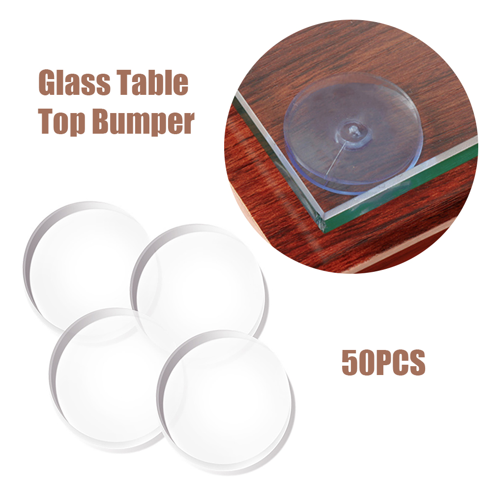 50pcs Furniture Pad Glass Table Top Bumper Invisible Non Clear Round