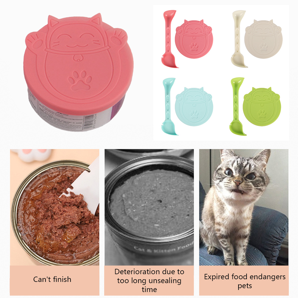 Can Lid Lukamoo Cat Food S & Spoon Set - 2 Lids With 2-in-1 Opener, Fits 3oz-12oz Cans BPA-free Pet Food Storage Lids