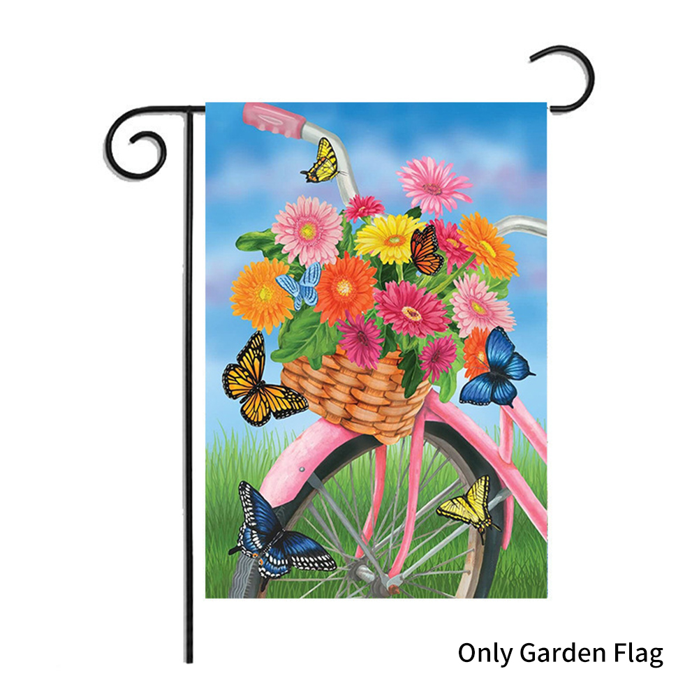 Yard Floral Butterflies Farmhouse Double Sided Garden Flag Linen Spring Decor