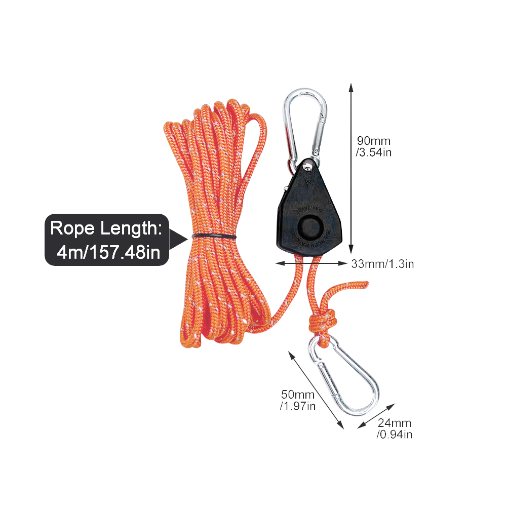 TENT ROPE REFLECTIVE Cord With Pulley Clip Accessories Polyester ...