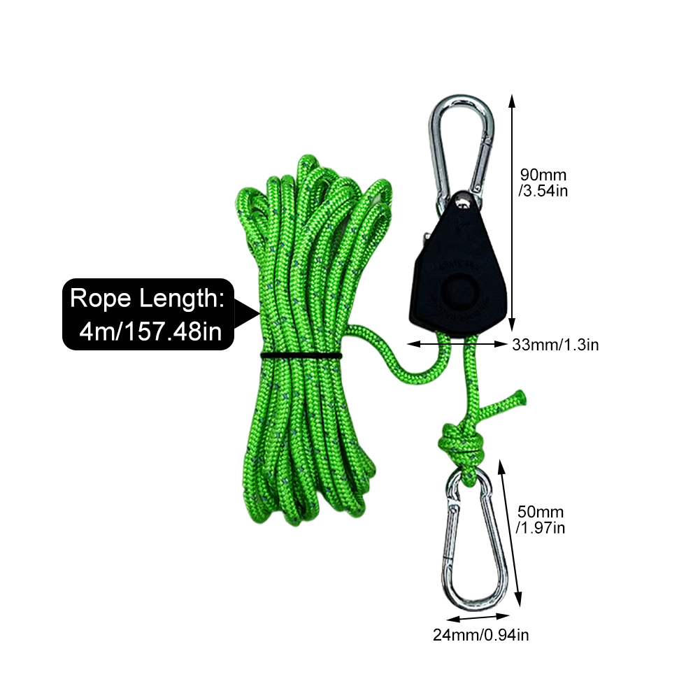 TENT ROPE REFLECTIVE Cord With Pulley Clip Accessories Polyester ...