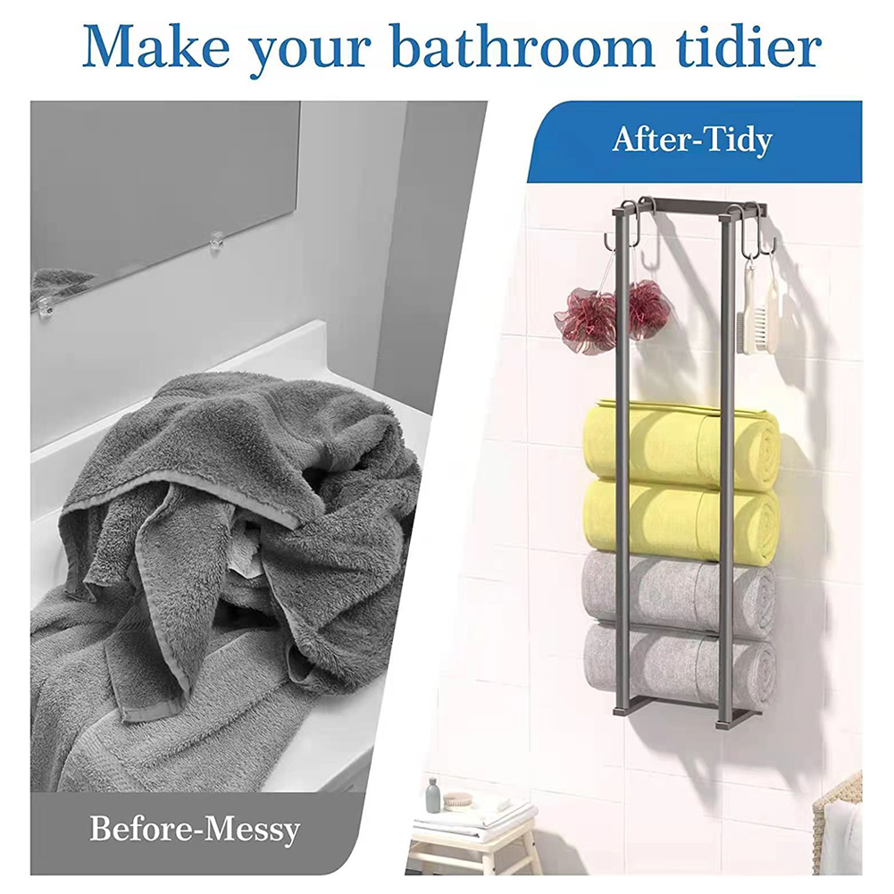 Home Wall Mounted Iron Towel Rack Screw Pack For Bathroom Keep Tidy ...