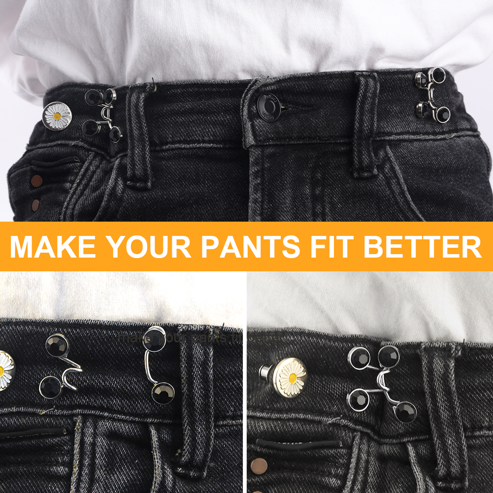 4sets Detachable For Loose Pants Metal Waist Tightener Jean Button