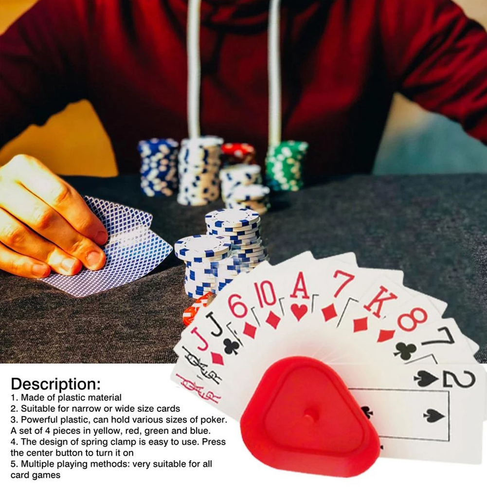 4pcs For Seniors Game Playing Card Holder Solid Triangle Shaped Party Hands Free