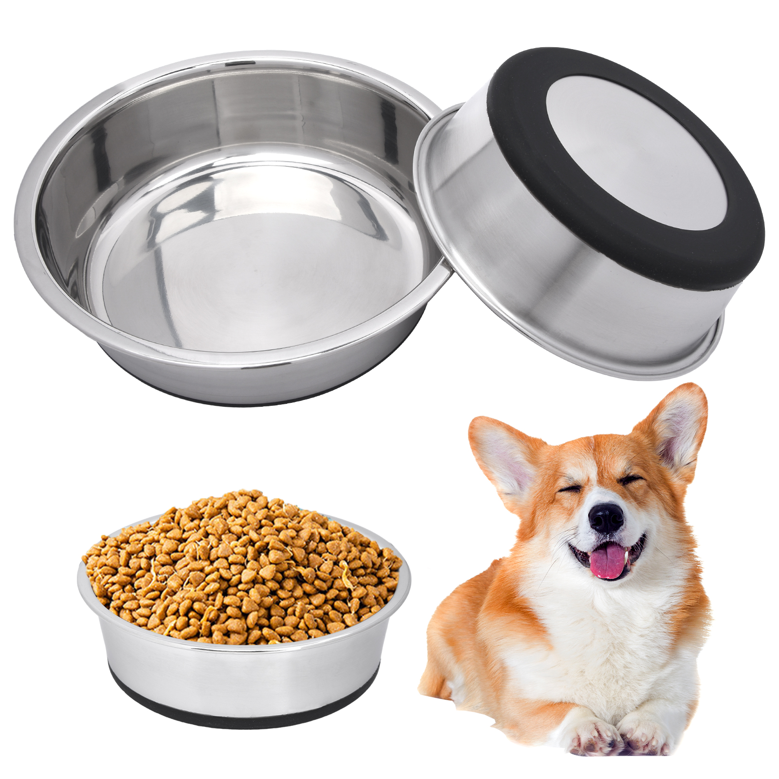 Shiyou-- Slow Feeder Pet Bowl, 32oz  4 Cups , Stainless Steel Non Slip Base Bpa Pvc Lead Free Portable Removable Insert Food Water Healthy Eating Both Dogs