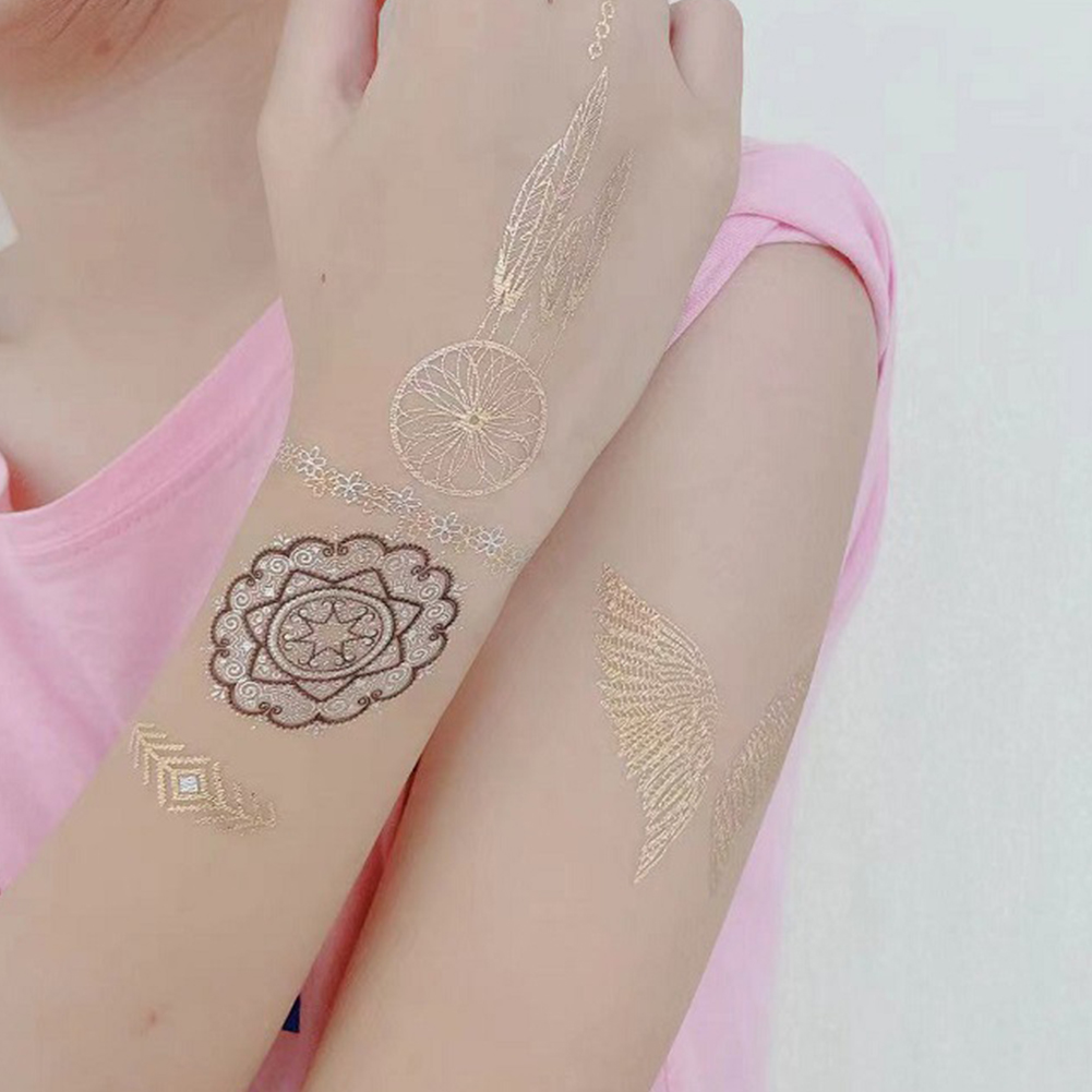 12sheets Long Lasting Temporary Tattoo DIY Hot Stamping Stick On Water ...