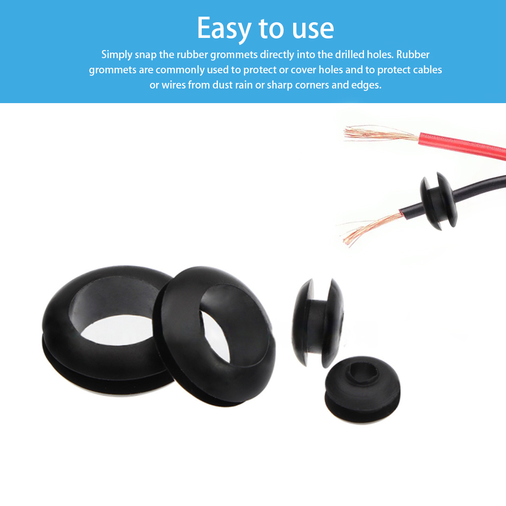 Rubber Washers DIY Grommet Kit Black For Wires Sealing 7 Sizes Round rubber-washers-diy-grommet-kit-black-for-wires-sealing-7-sizes-round