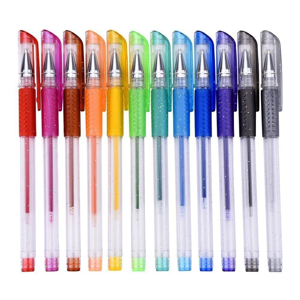 12Pcs Glitter Gel Pens Set Sparkled for Coloring Book Drawing Doodling  Sketching