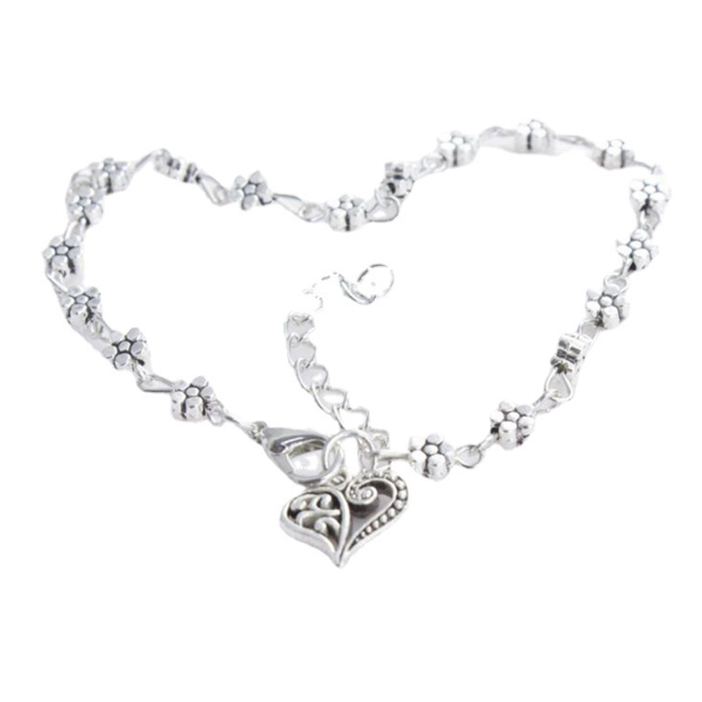 Dressing Women Anklet Adjustable Length Gift Heart Flower Jewelry With Pendant