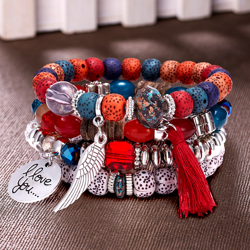 Beaded bracelets hot sale with charms