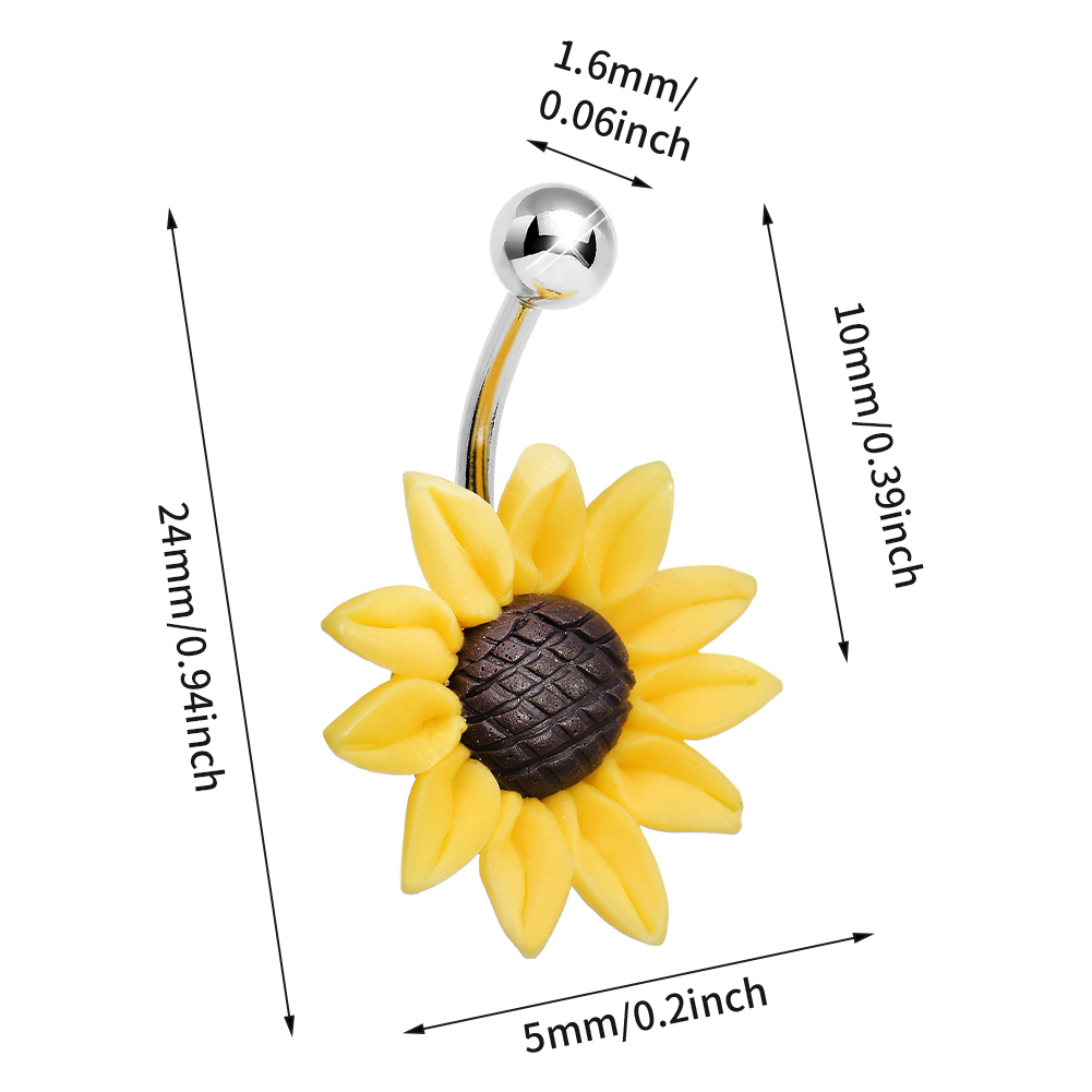 Belly button outlet rings sunflower