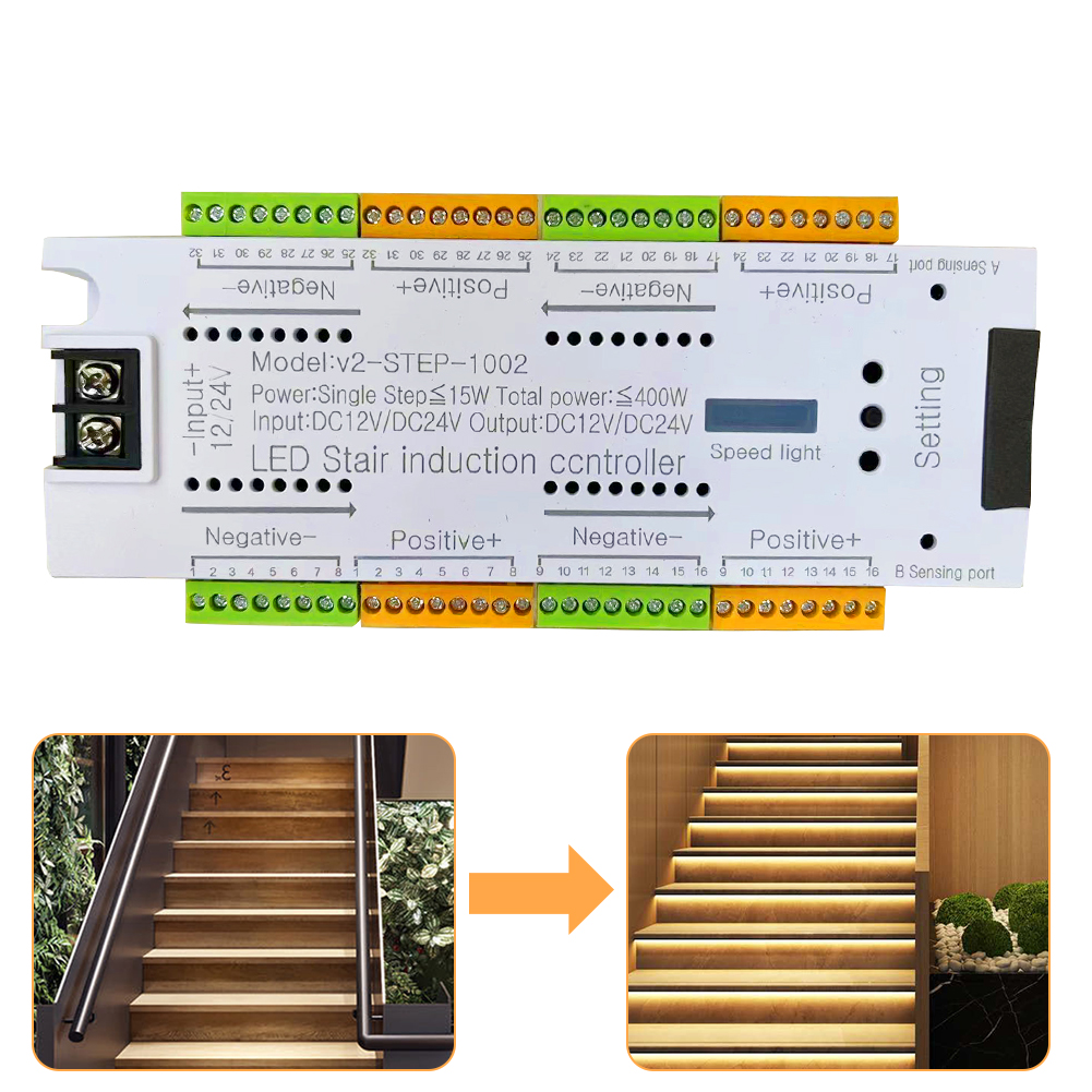 Dimmer Intelligent PIR Plastic 32 Channels DC 12-24V Stair Sensor For LED Strip