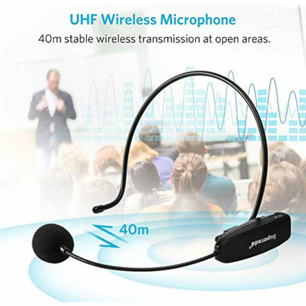 UHF Hands Free Audio Teaching Headworn Wireless Microphone Stage Voice Amplifier