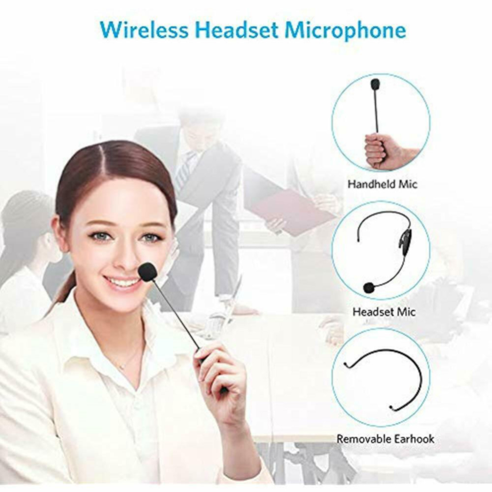 UHF Headworn Voice Amplifier Hands Free Strong Compatibility Wireless Microphone