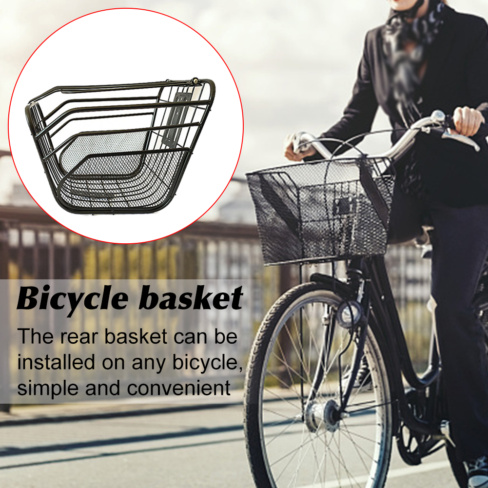 Metal Solid Cycling With Cover Capacity Storage Front Rear Bicycle Basket