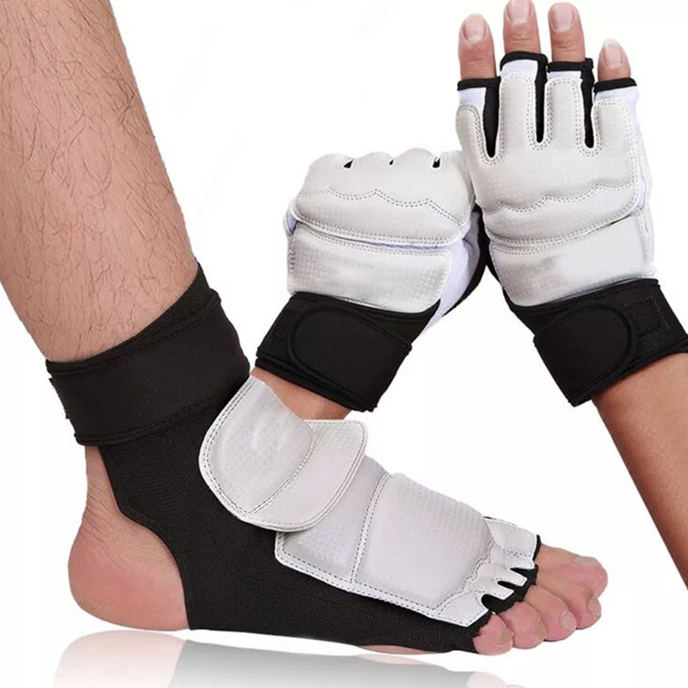 2 Pair Pu Taekwondo Foot Protector Guard Karate Mma Pads Socks Sparring  Gear