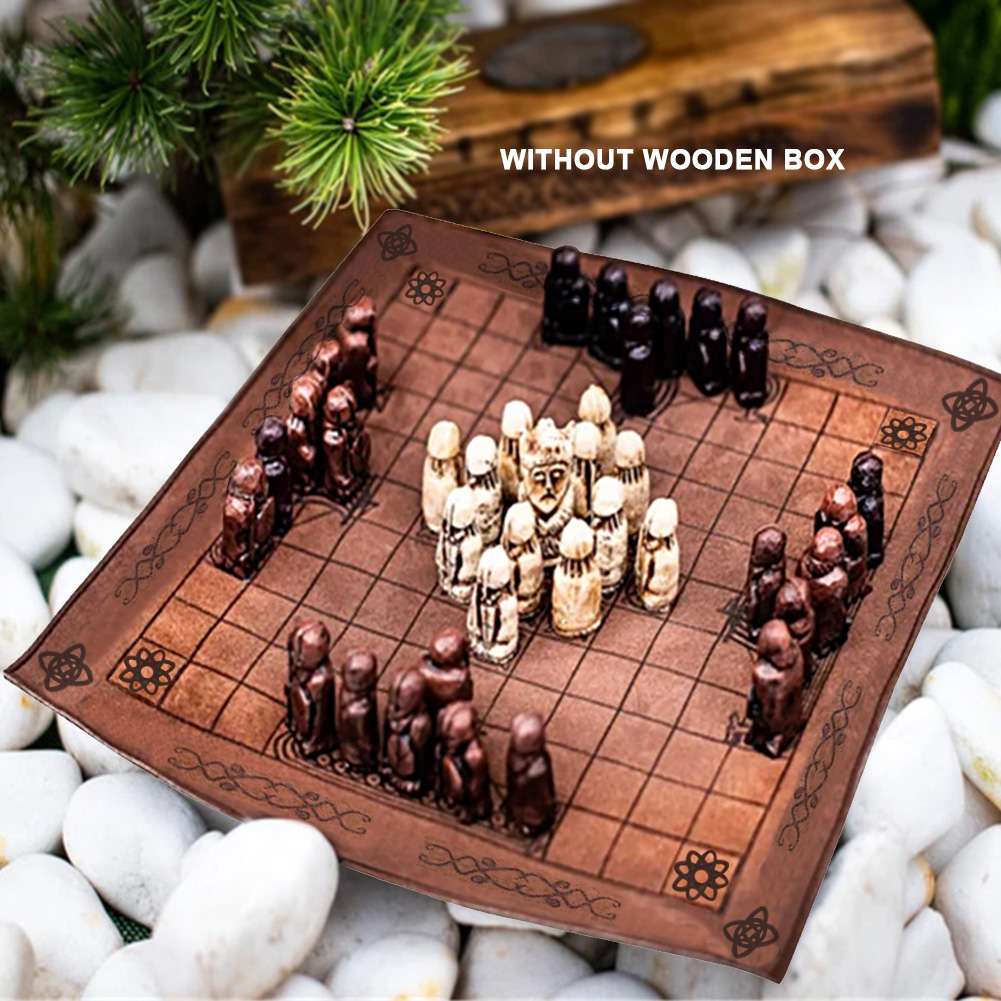 Viking Chess Set Crafted Portable For Adults Kids Two Player Vintage Board Game