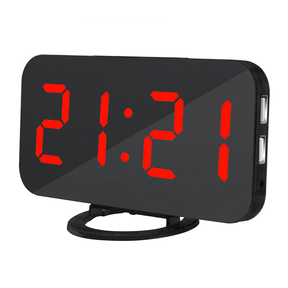 thumbnail 14 - New Digital LED Mirror Alarm Clock Dimmable LED Light Sensor Time Bedside Clock