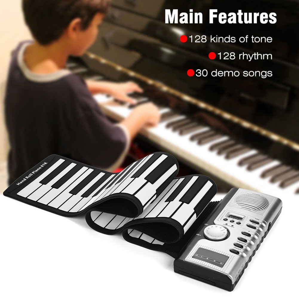 UK 61 Keys Flexible Roll Up Portable Electronic Digital Soft MIDI Keyboard Piano