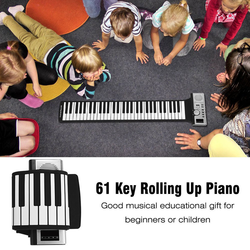 Roll-Up Piano 61 Keys Children Recording Music USB MIDI Electronic Keyboard