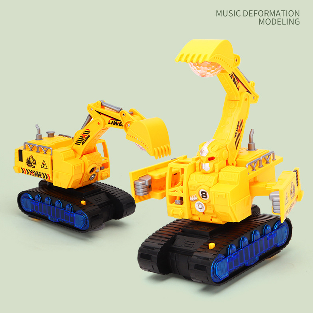 2 In 1 Home Decor ABS Model Excavator Transforming Toy With Music Light Craft