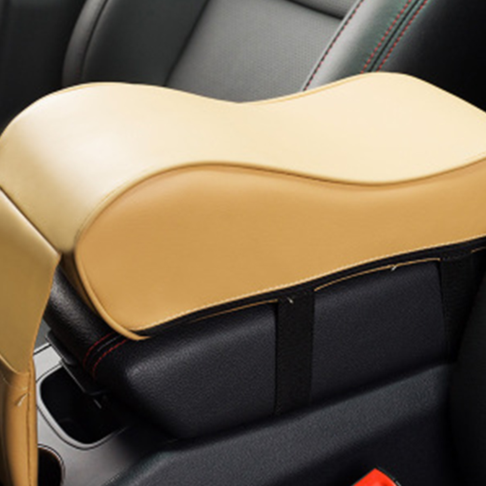 Ogquaton Generic Car Armrest Cushion PU Soft Leather Armrest Pillow Pad Car Center Console Cushion Black 1 Pcs 