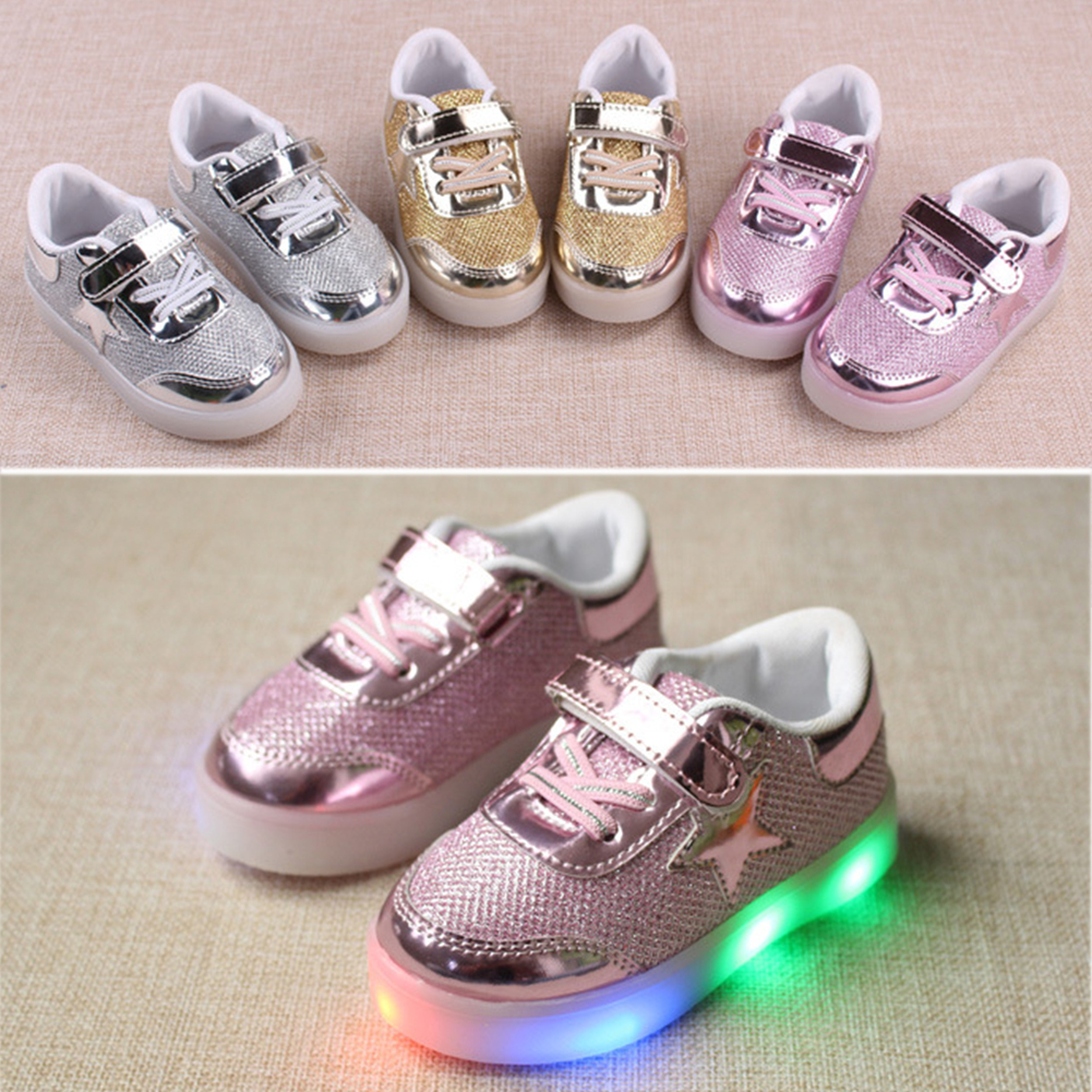 Kids Boys Girls Toddler Shoes LED Light Up Luminous Sport Sneakers Trainers 