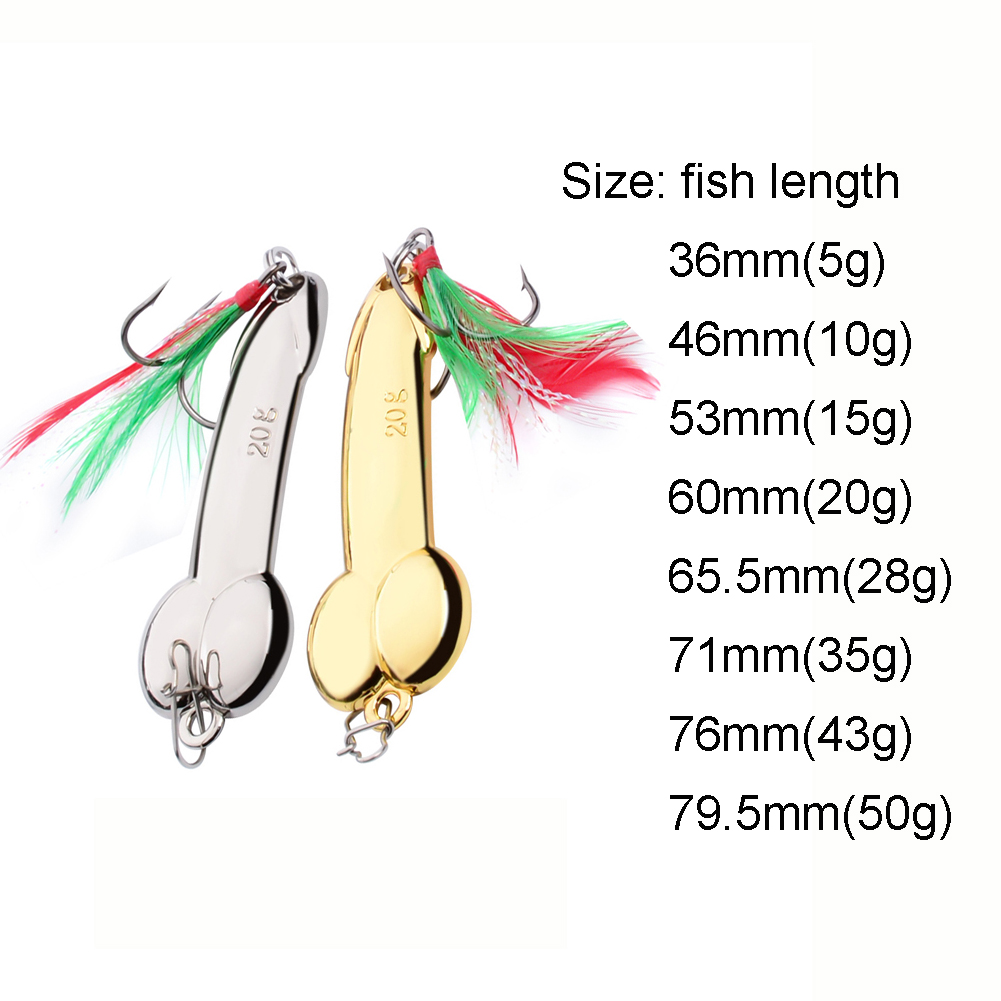 Penis Fishing Lures Tackle Hook Dick Spinner Spoon Pike VIB Wobble Tackle  5g-50g